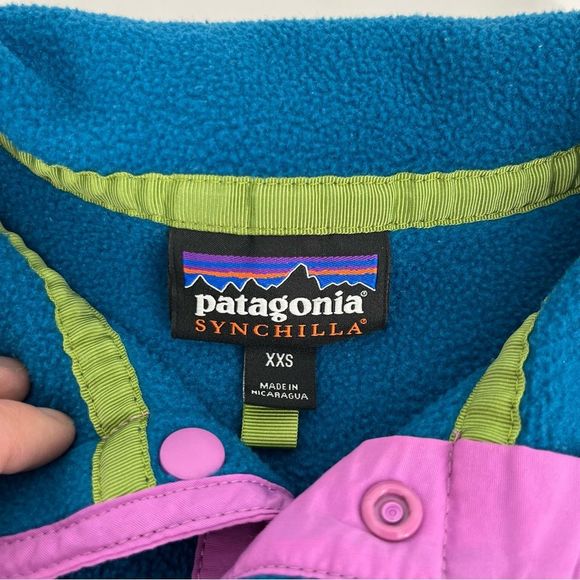 Patagonia Synchilla Jacket Women XXS Blue Pink Multicolor Color Block Fleece - Picture 4 of 10